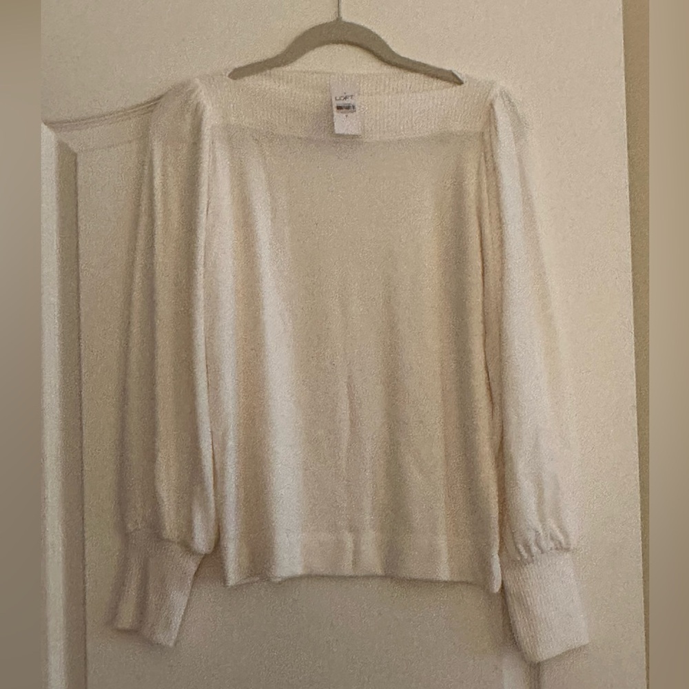 NWT LOFT Boat Neck Cream Sweater